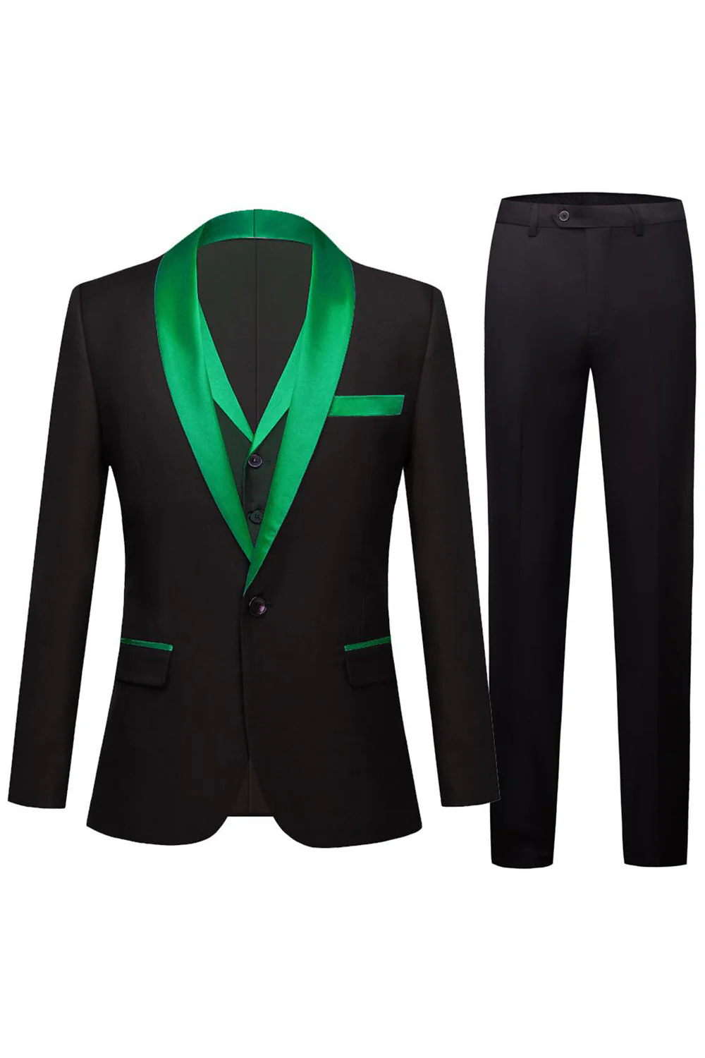 i szampański szal klapa 3-częściowe męskie garnitury balowe slim fit - Image 14