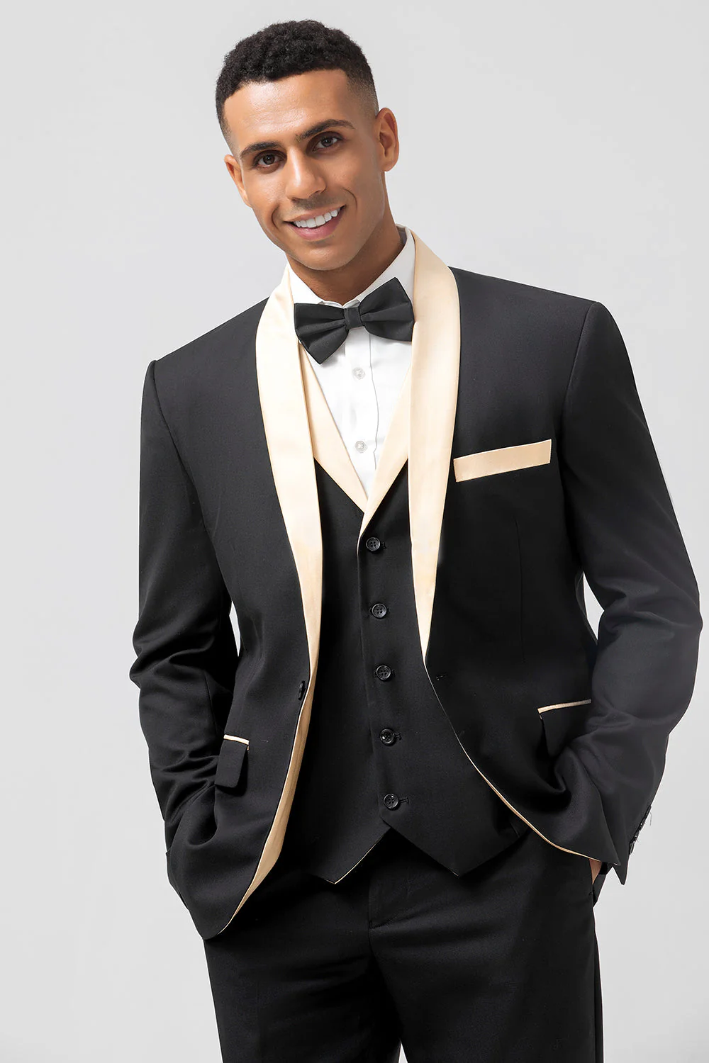 i szampański szal klapa 3-częściowe męskie garnitury balowe slim fit - Image 6