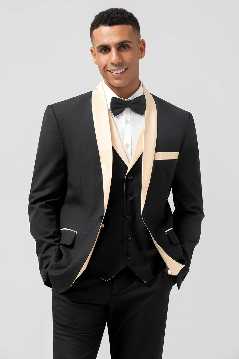 i szampański szal klapa 3-częściowe męskie garnitury balowe slim fit - Image 7