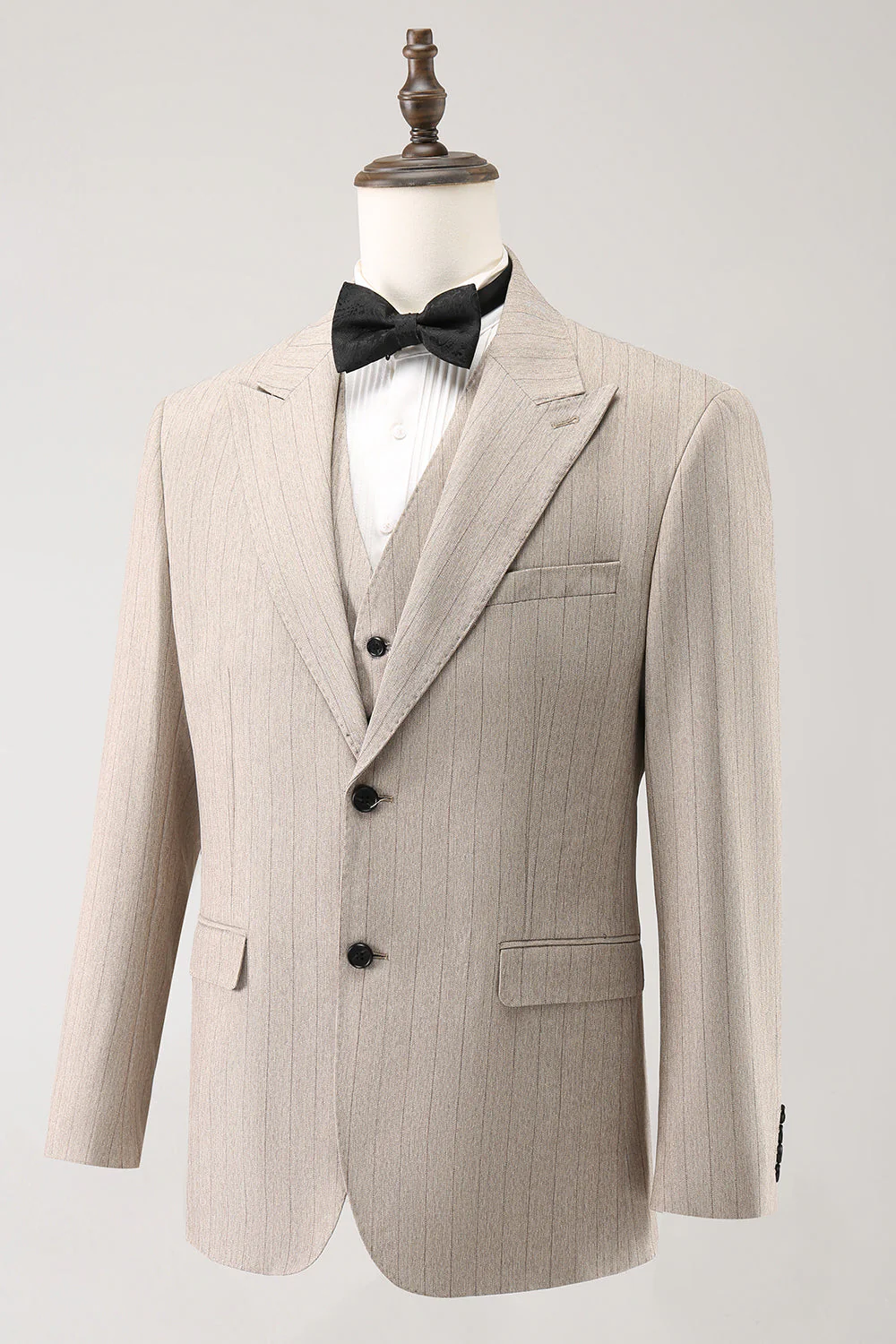 Ivory Peak Lapel Pinstripe Jednorzędowe 3-częściowe męskie garnitury balowe - Image 3