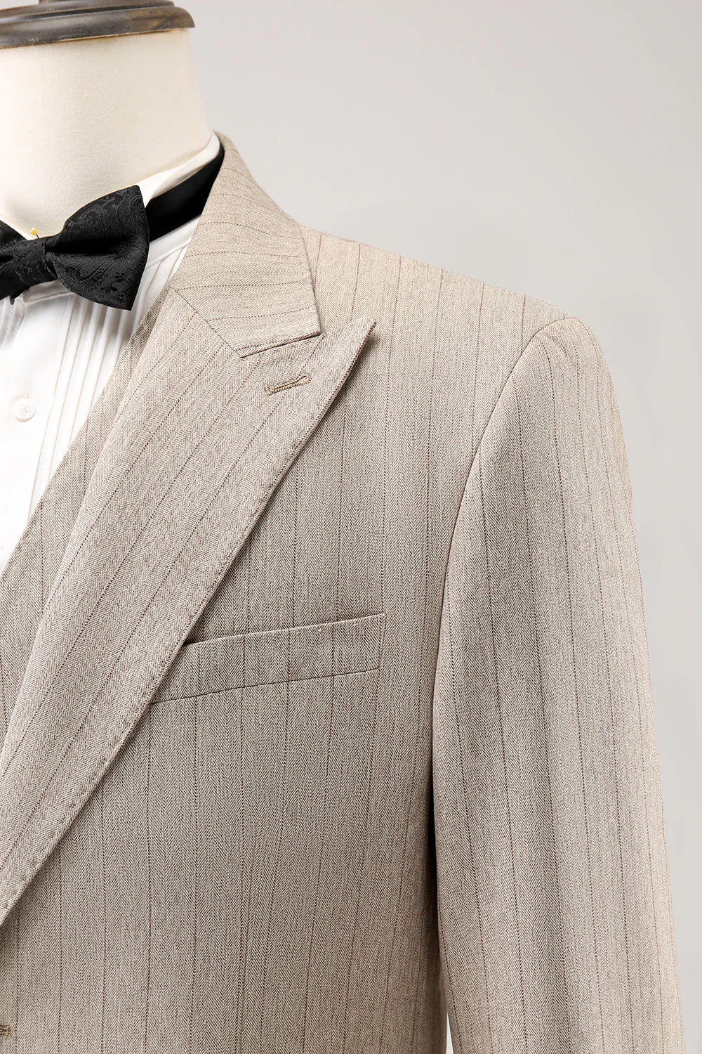 Ivory Peak Lapel Pinstripe Jednorzędowe 3-częściowe męskie garnitury balowe - Image 5