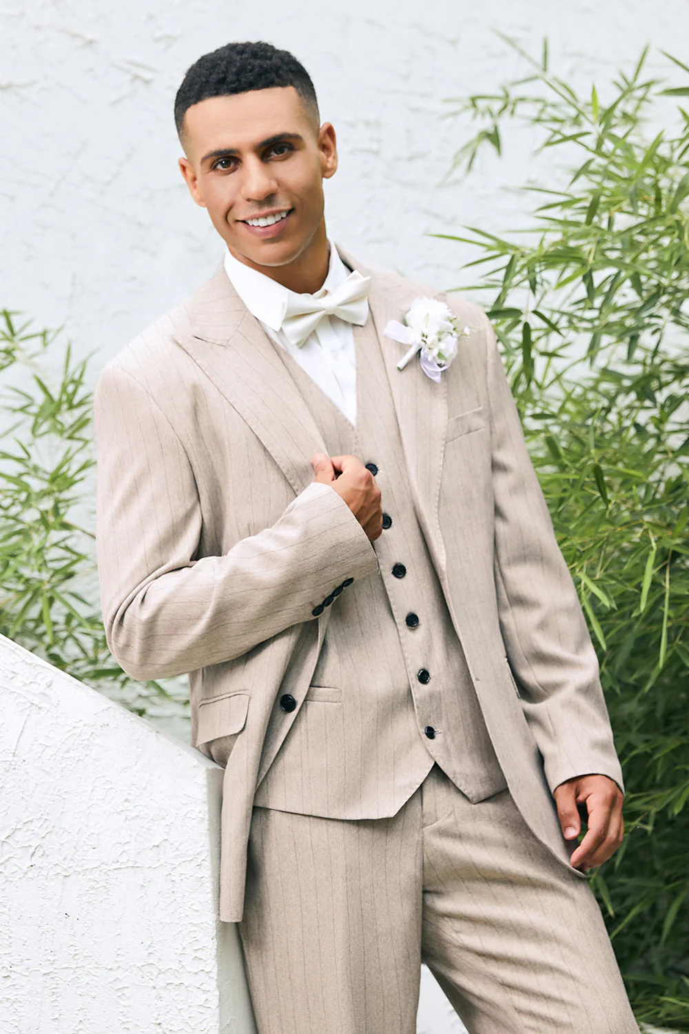 Ivory Peak Lapel Pinstripe Jednorzędowe 3-częściowe męskie garnitury ślubne - Image 7