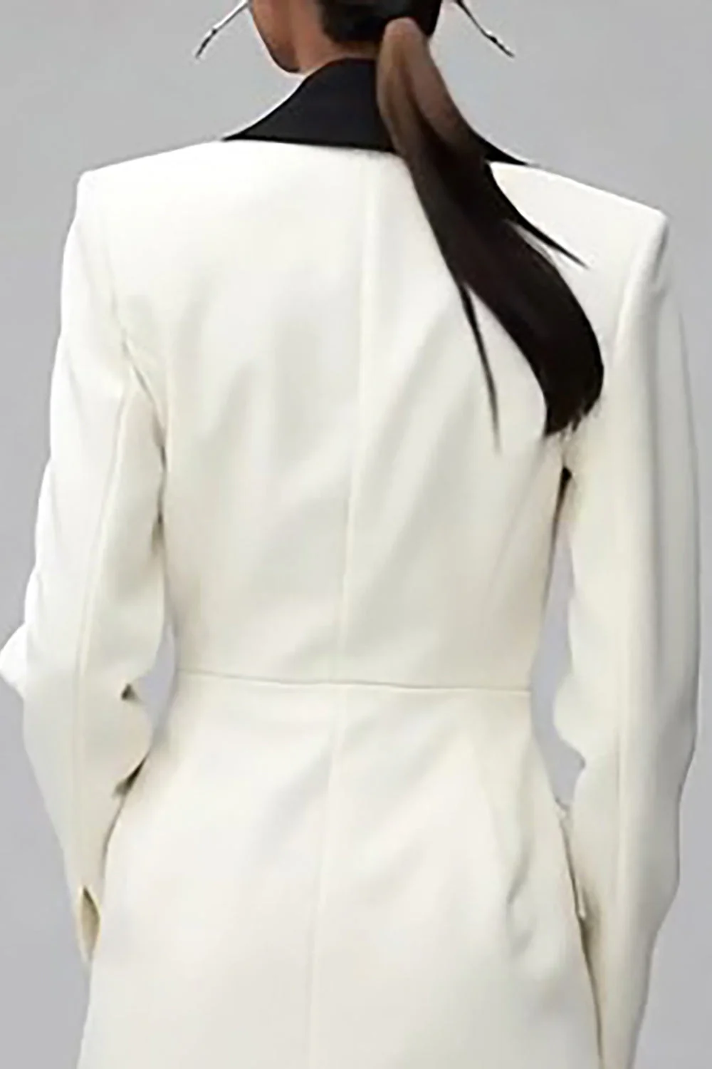 Ivory Shawl Lapel Dwurzędowa Marynarka Damska - Image 4