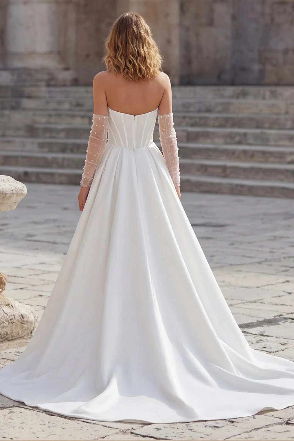 Ivory Sweetheart – długi gorset w linii sukni ślubnej z rozcięciem - Image 2