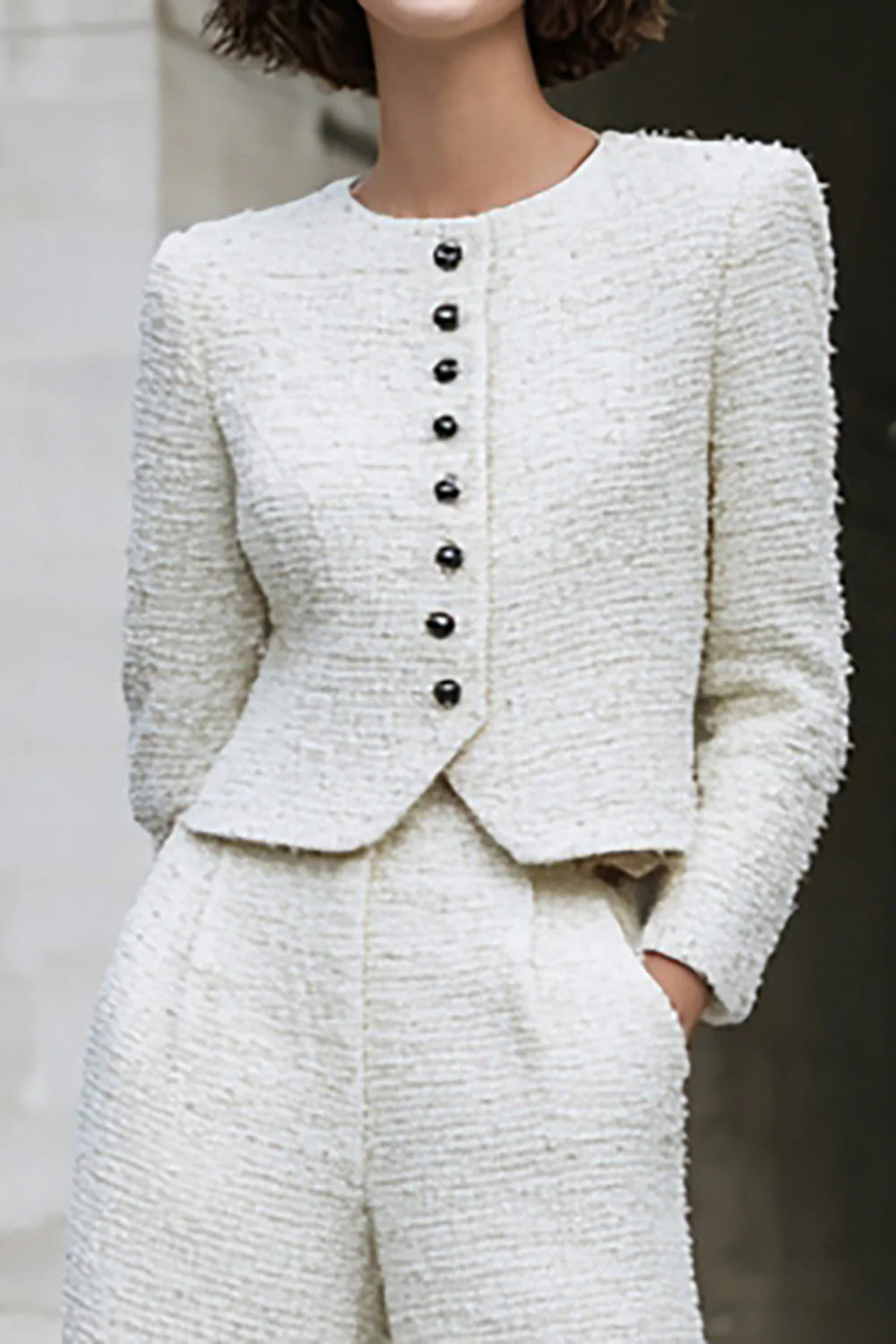 Ivory Tweed jednorzędowe 2-częściowe garnitury damskie - Image 3