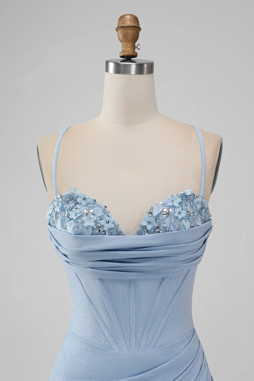 Jasnoniebieska Cienkich Ramiączkach Gorsetowe Sukienki Koktajlowe - Image 4