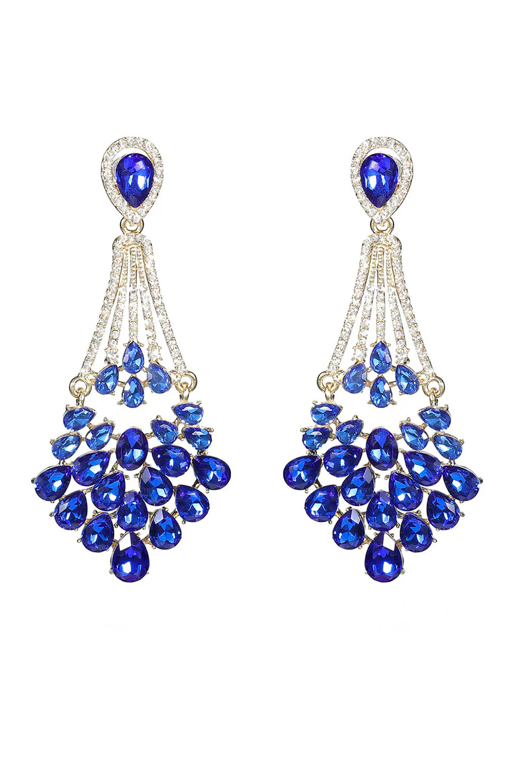 Kolczyki sztyfty Royal Blue Rhinestone - Image 3