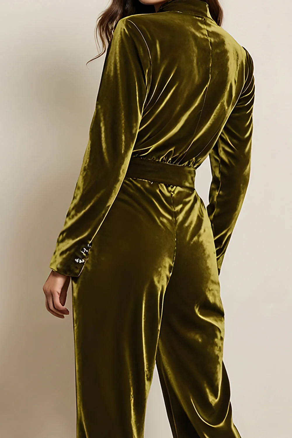 Kombinezony z długimi rękawami Green Velvet Peak Lapel - Image 4