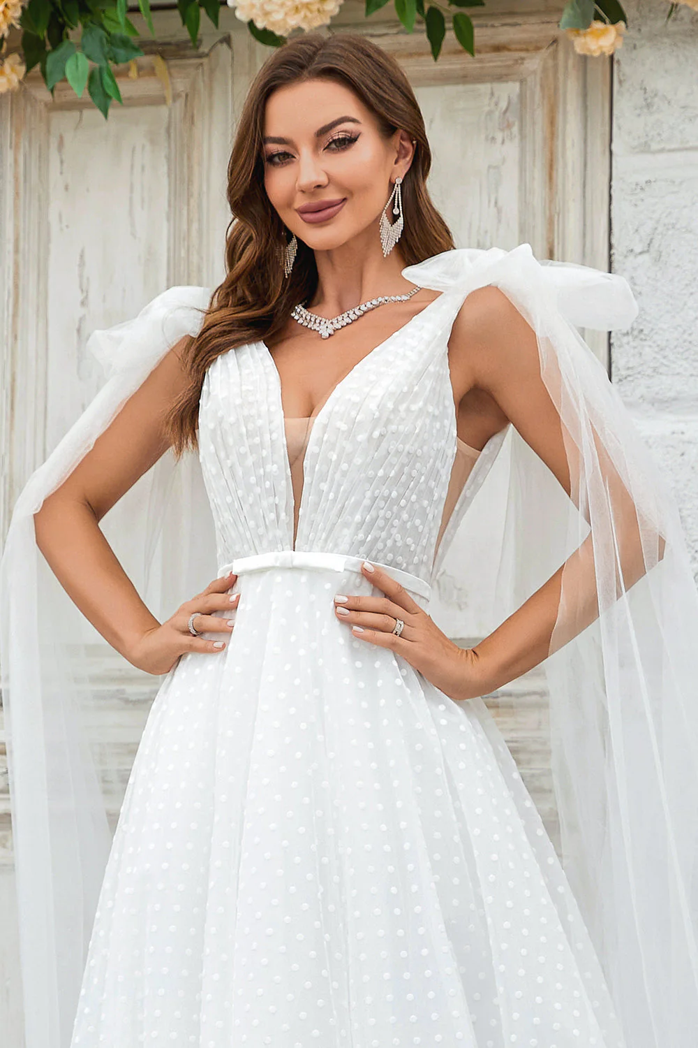 Kość Słoniowa Tiulowa Suknia Ślubna Bez Pleców - Image 5