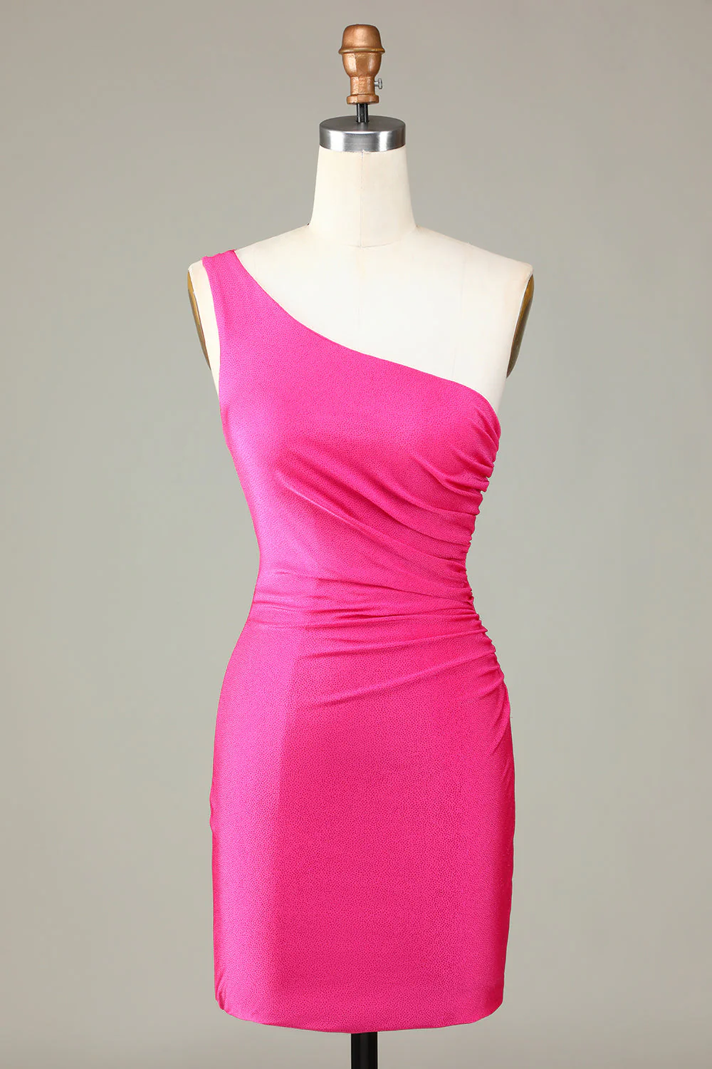 Królewska niebieska krótka sukienka na jedno ramię bodycon z marszczeniami na powrót do domu - Image 7