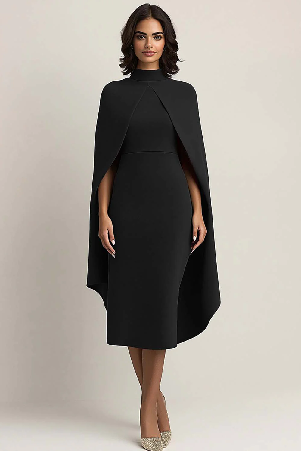 Bordowa sukienka formalna Midi Cape - Image 8