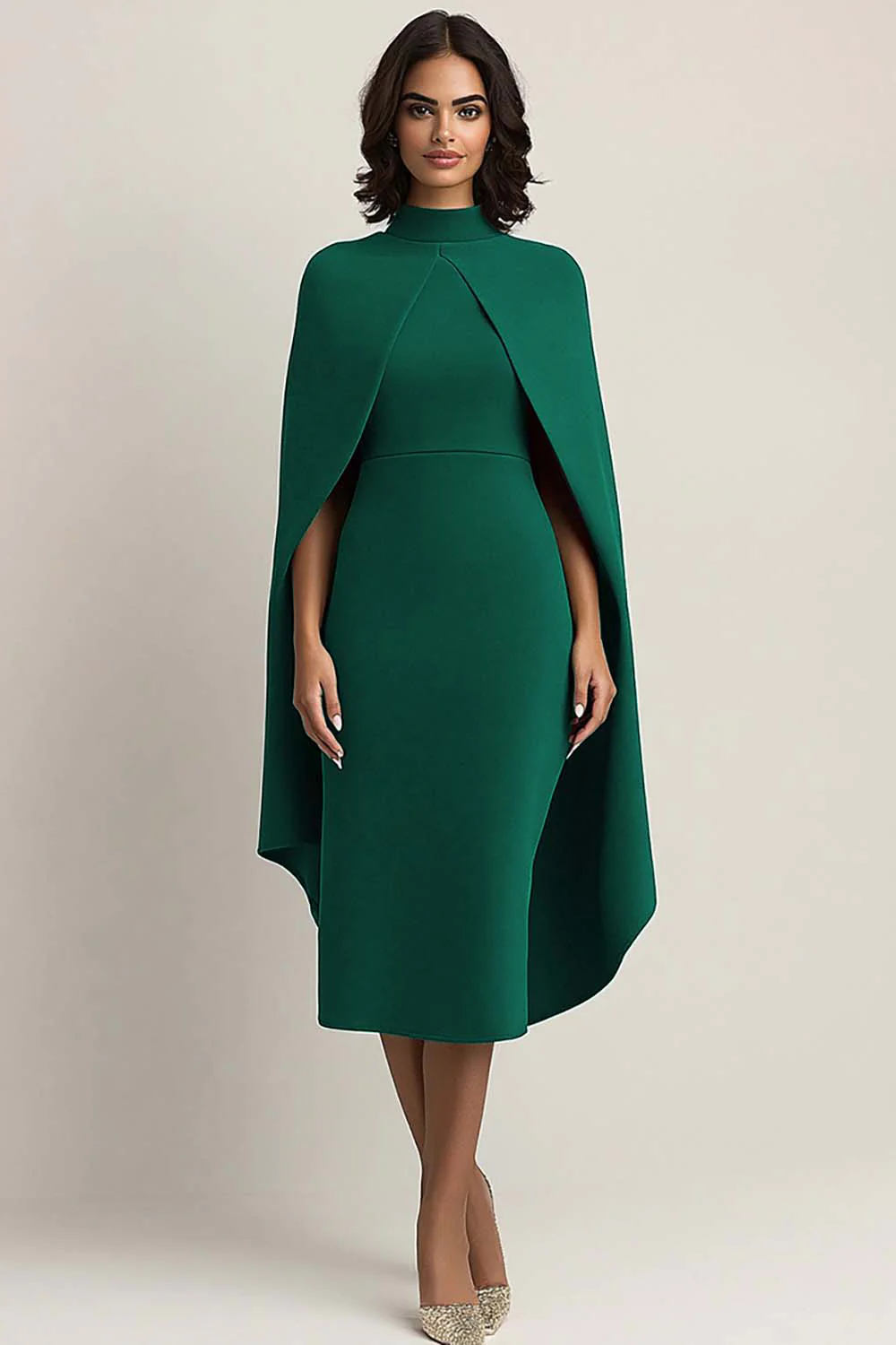 Bordowa sukienka formalna Midi Cape - Image 11