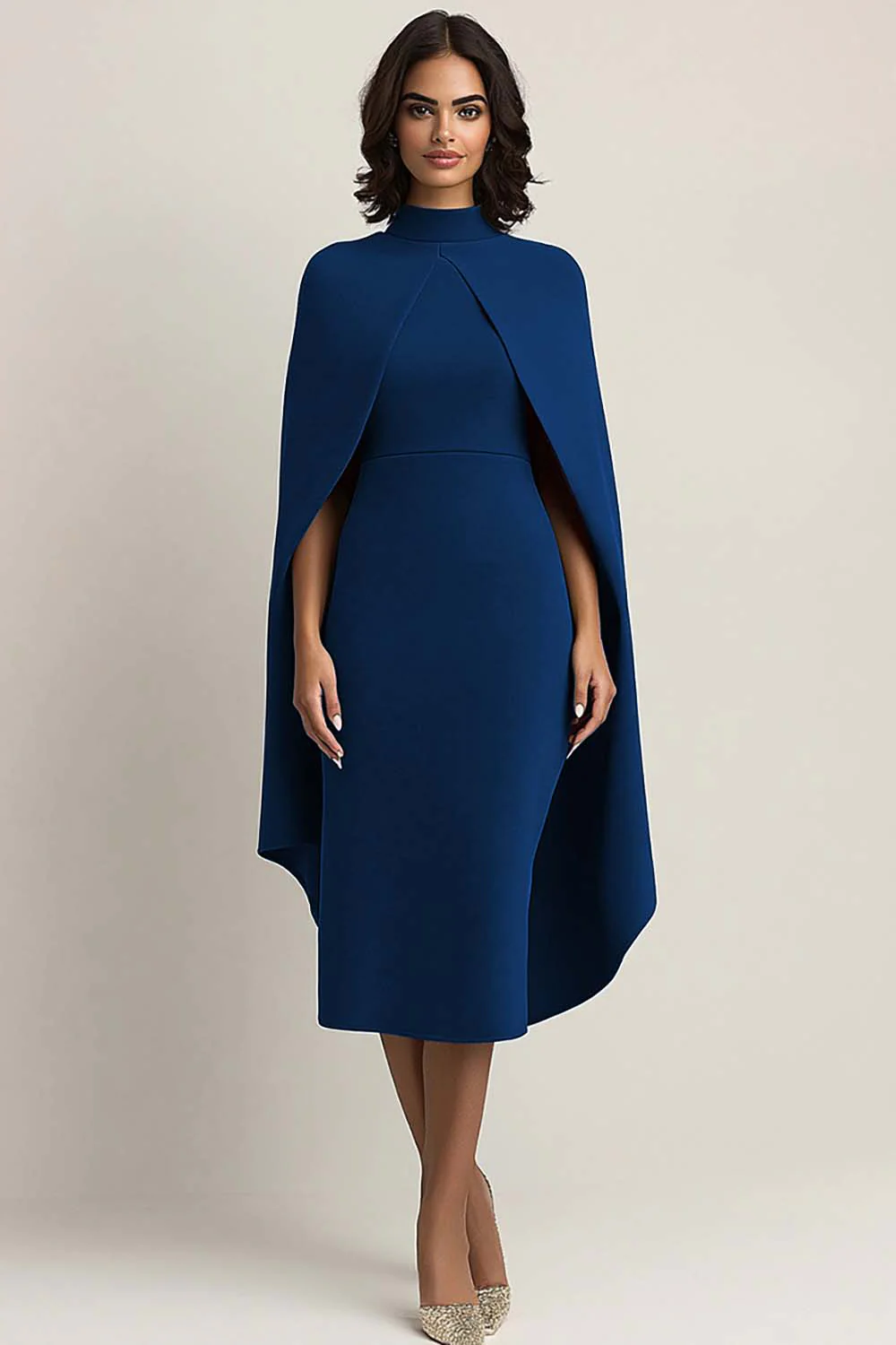 Bordowa sukienka formalna Midi Cape - Image 12
