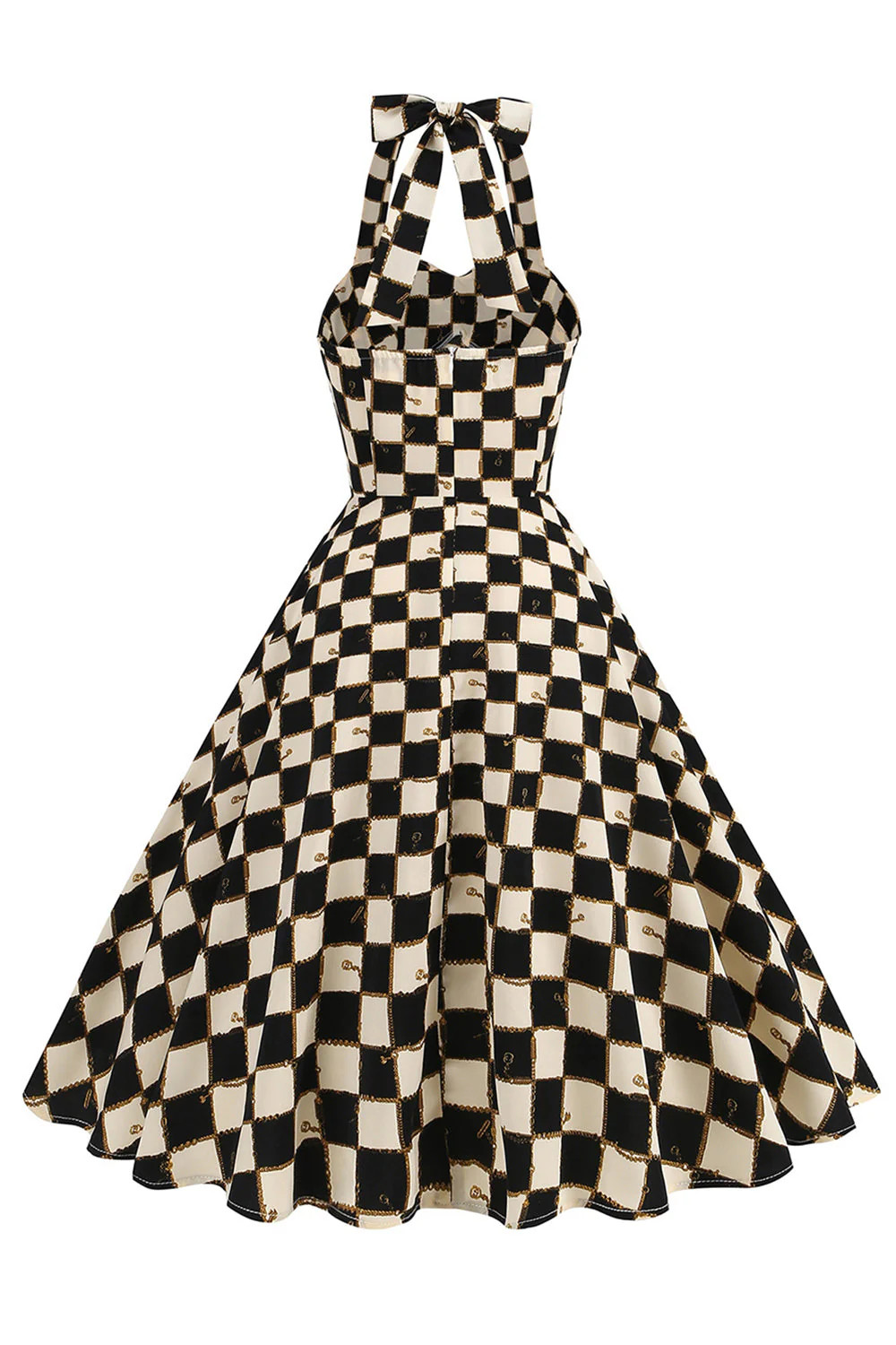 krótka sukienka w kratę w kratę w stylu vintage z lat 1950. - Image 2