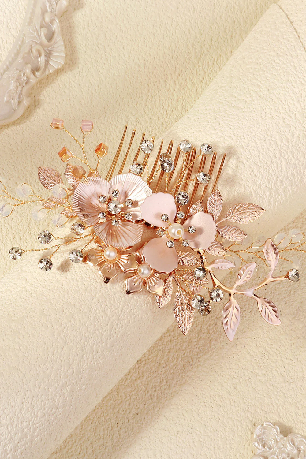 Kwiat Kryształ Perła Rhinestone Ślubna spinka do włosów - Image 3