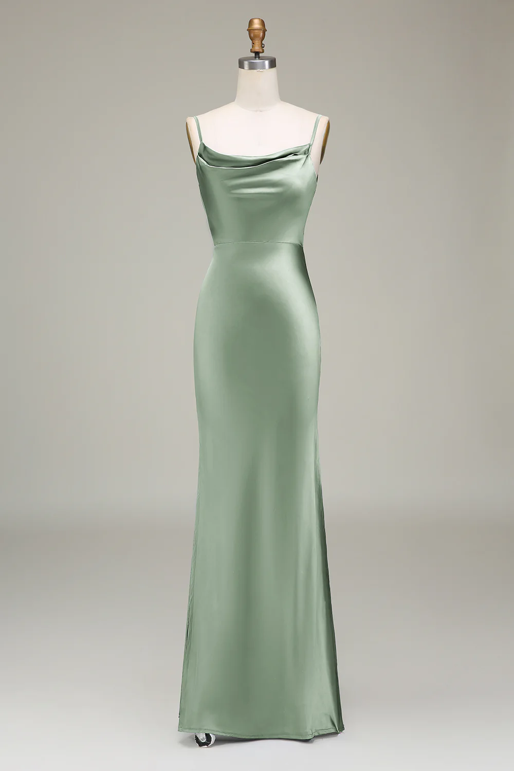 Kwiat Pustyni Cienkich Ramiączkach Satynowa Długa Sukienki Dla Druhny - Image 5