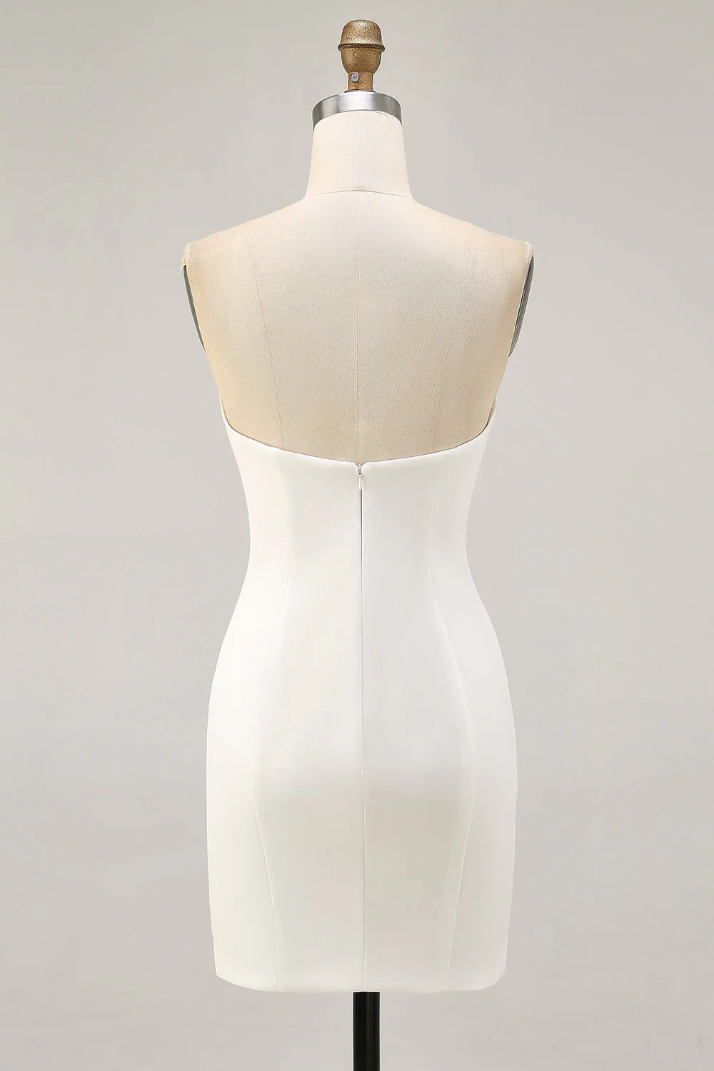 Kwiatowa cekiny bez ramiączek Bodycon Biała sukienka na powrót do domu - Image 2