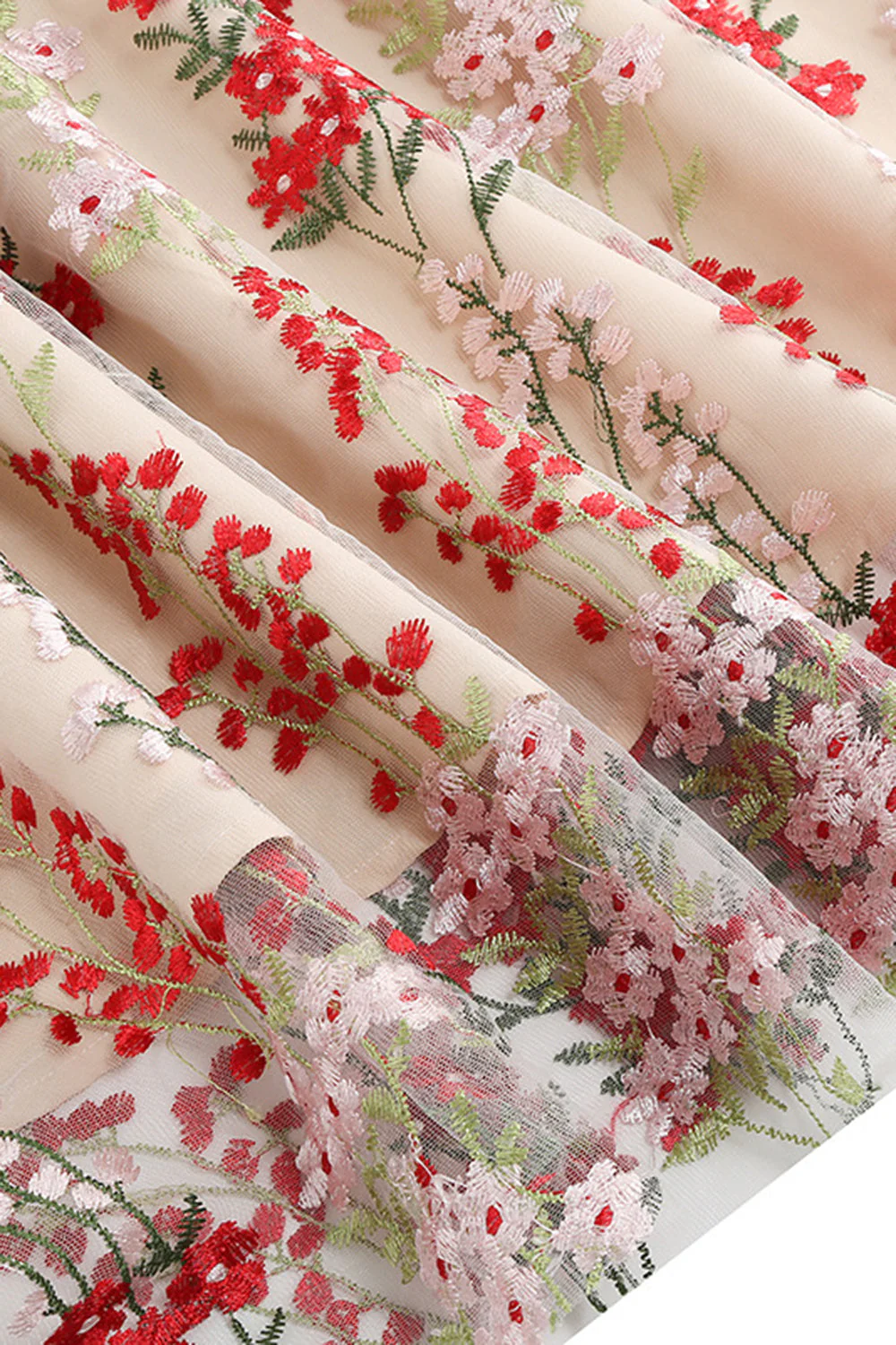 Kwiatowa Koronkowa Haftowana Elegancka Sukienka Vintage Bez Rękawów - Image 19
