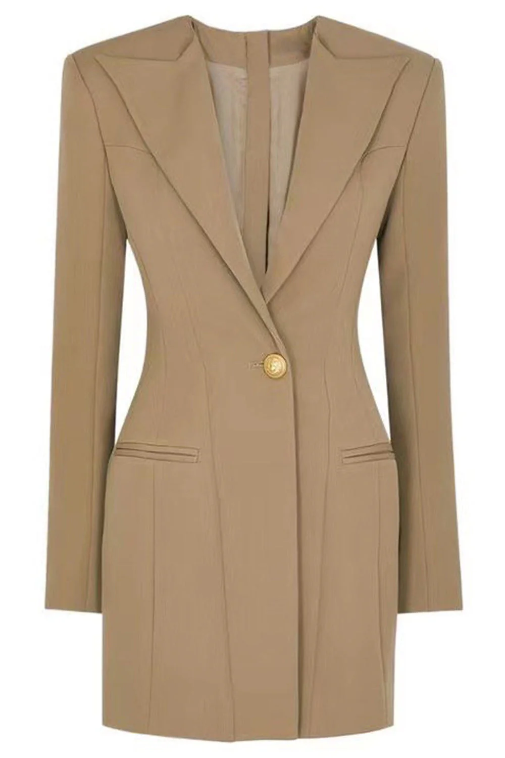 Lake Blue Peak Lapel Długie rękawy Marynarka damska z jednym guzikiem - Image 7