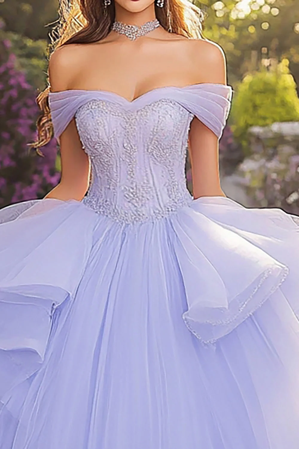 Lawendowa suknia balowa bez ramiączek sukienka Quinceanera - Image 2