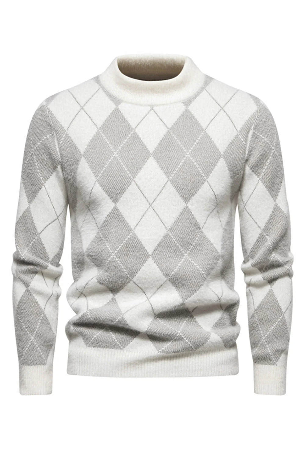 Lekki męski sweter z okrągłym dekoltem i nadrukiem w kolorze khaki - Image 6
