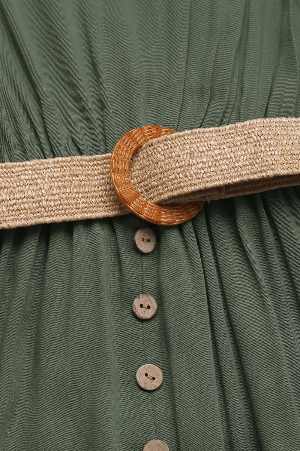 Letnia sukienka Army Green A Line z paskiem - Image 7