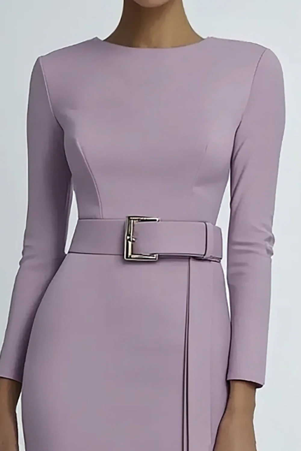 Liliowa Bodycon Krótka Formalna Sukienka Z Długimi Rękawami - Image 2