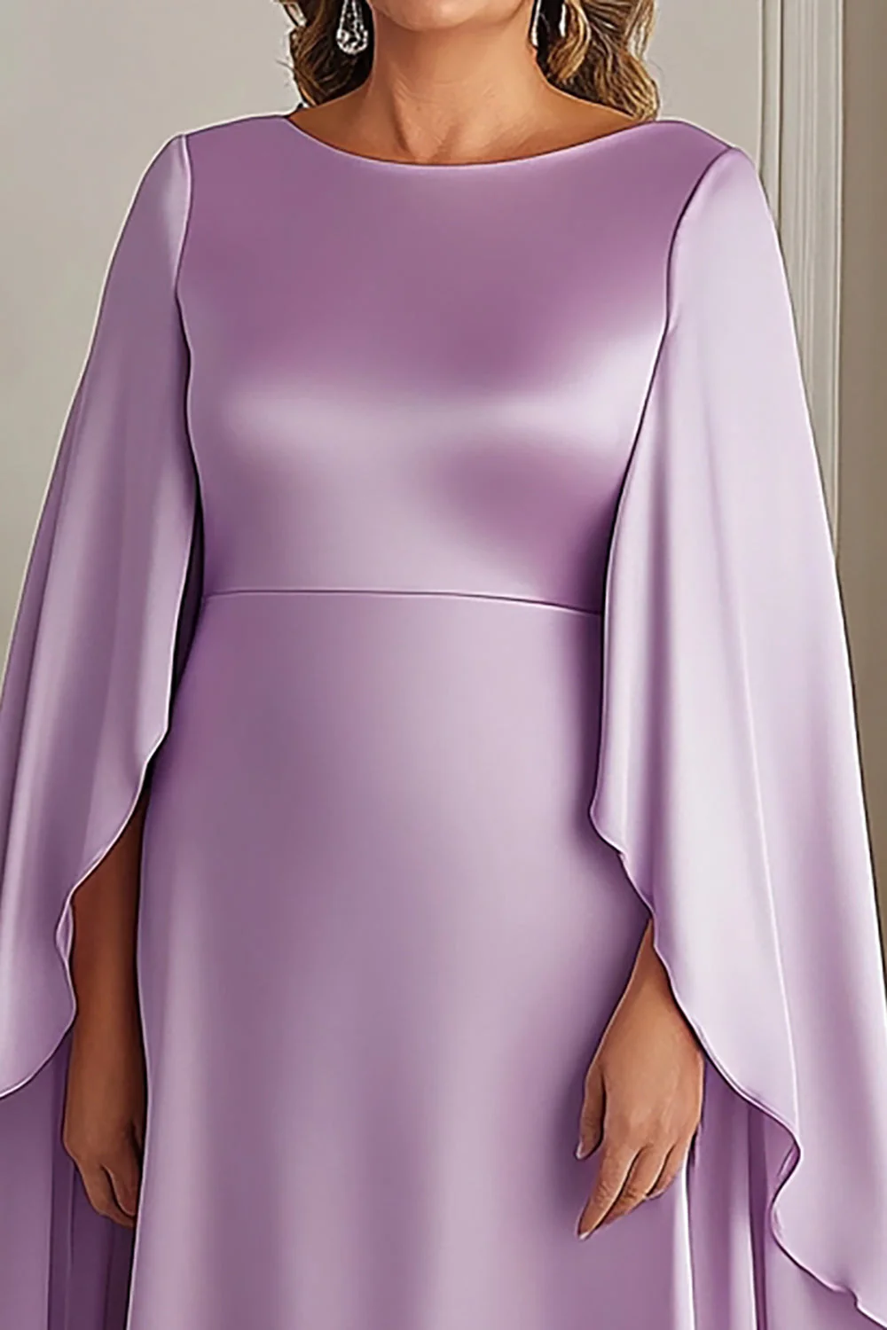 Liliowy Kształcie Litery A Satynowa Plus Size Długa Sukienka Na Wesele - Image 2