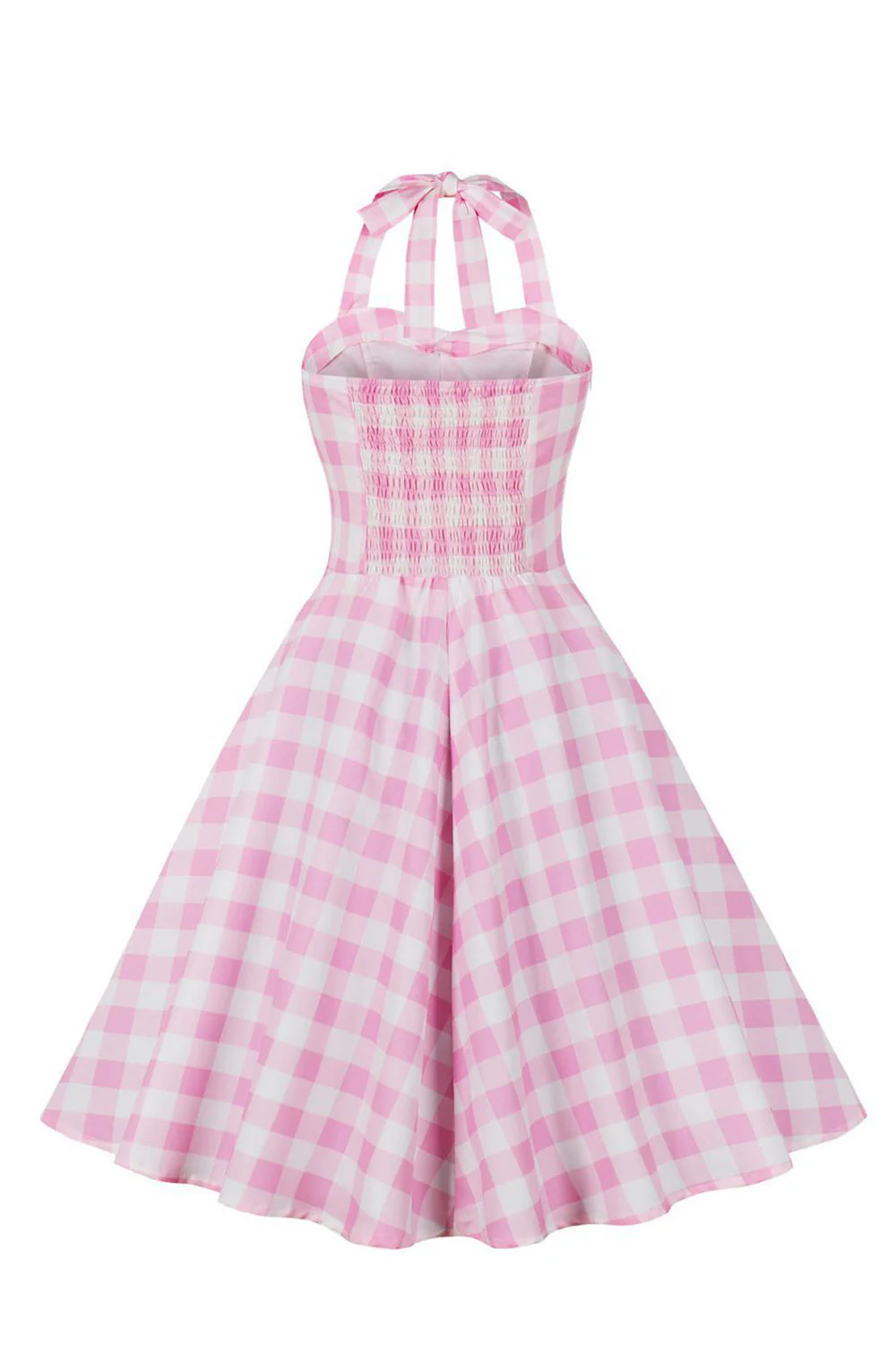 Linia Halter Neck Różowa sukienka w kratę Różowa sukienka z lat 1950. - Image 2