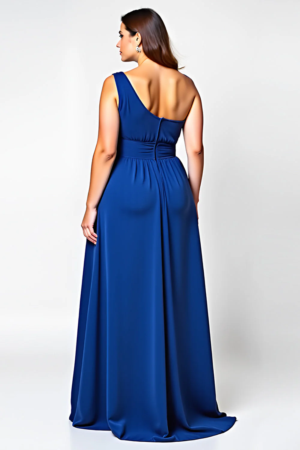 Plus Size Królewska Niebieska Szyfon Długa Sukienka Na Wesele - Image 2