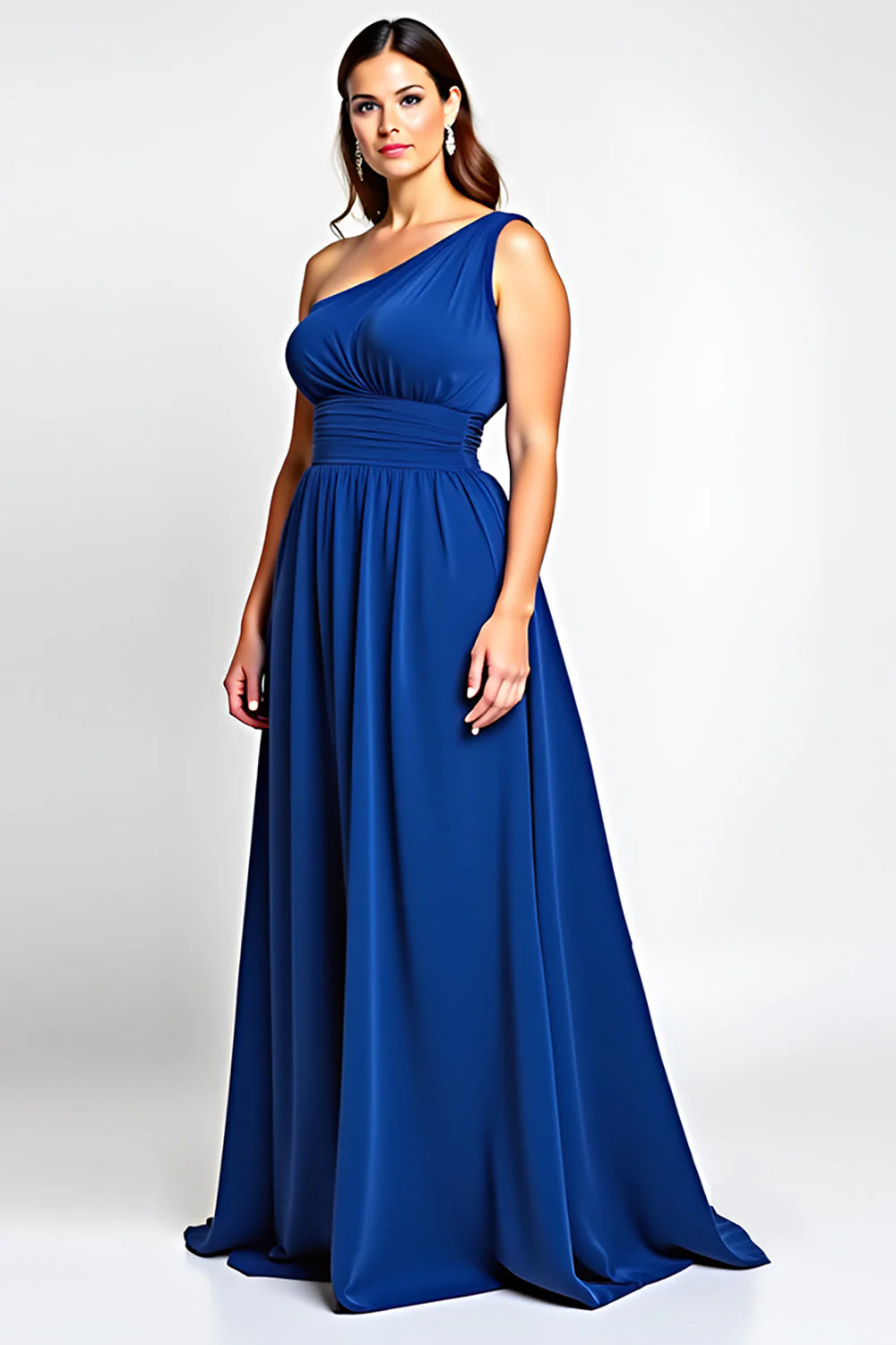 Plus Size Królewska Niebieska Szyfon Długa Sukienka Na Wesele - Image 3
