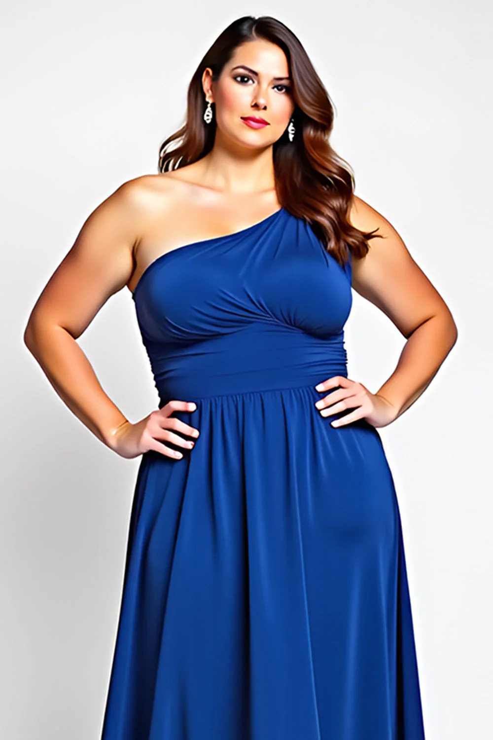 Plus Size Królewska Niebieska Szyfon Długa Sukienka Na Wesele - Image 5