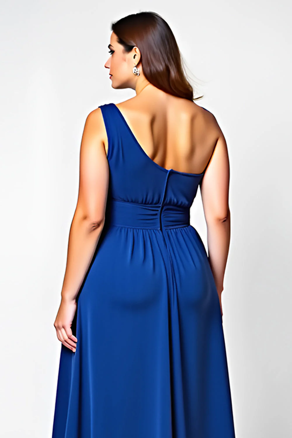 Plus Size Królewska Niebieska Szyfon Długa Sukienka Na Wesele - Image 6