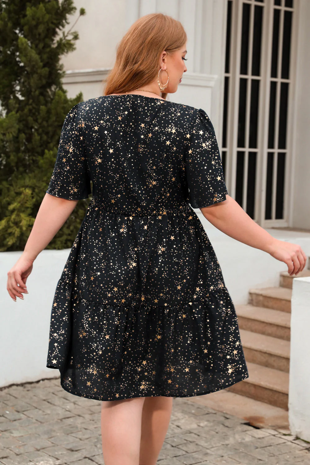 Linia Kwadratowy Dekolt Zielony Aksamitny Plus Size Xmas Sukienka - Image 5