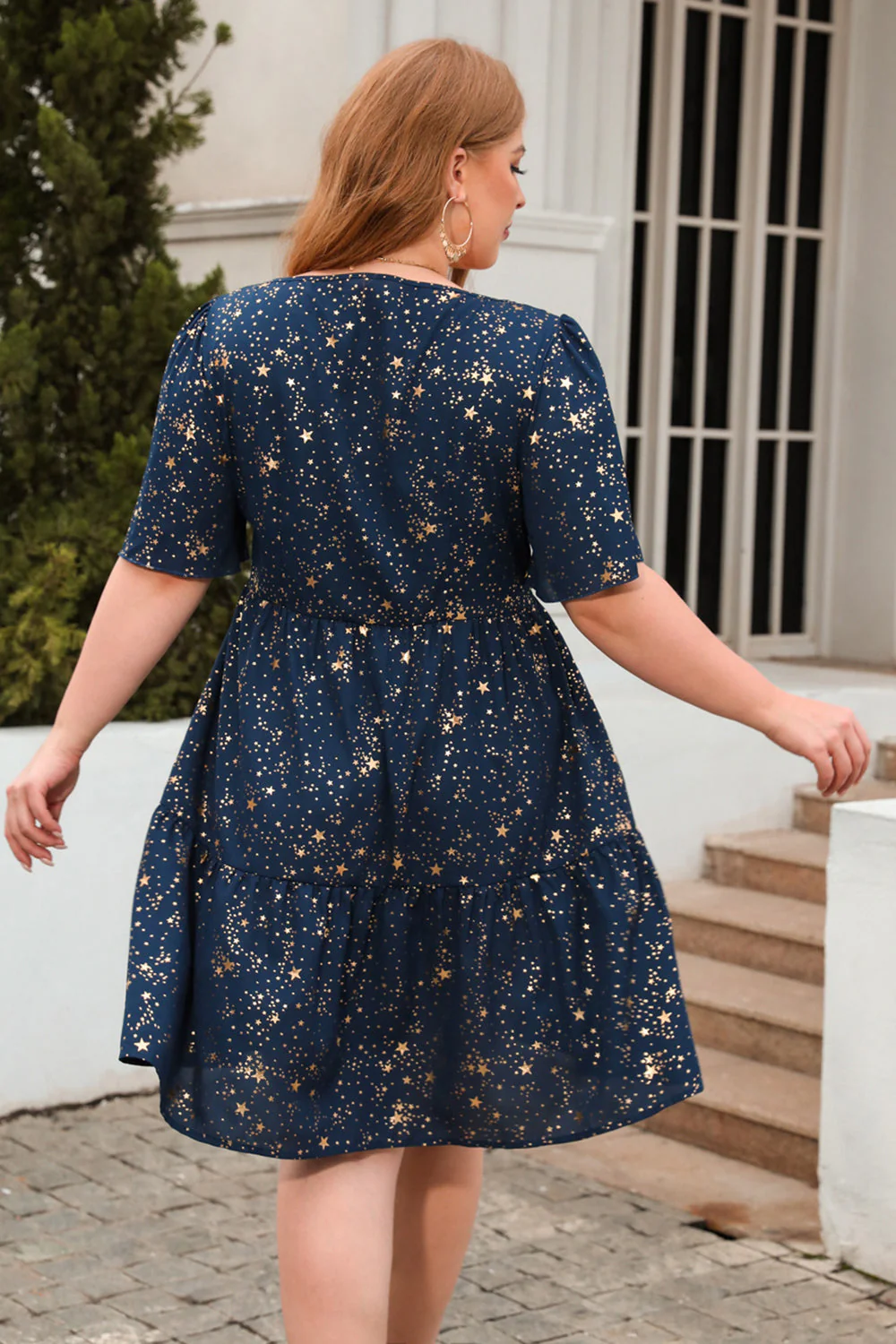 Linia Kwadratowy Dekolt Zielony Aksamitny Plus Size Xmas Sukienka - Image 7