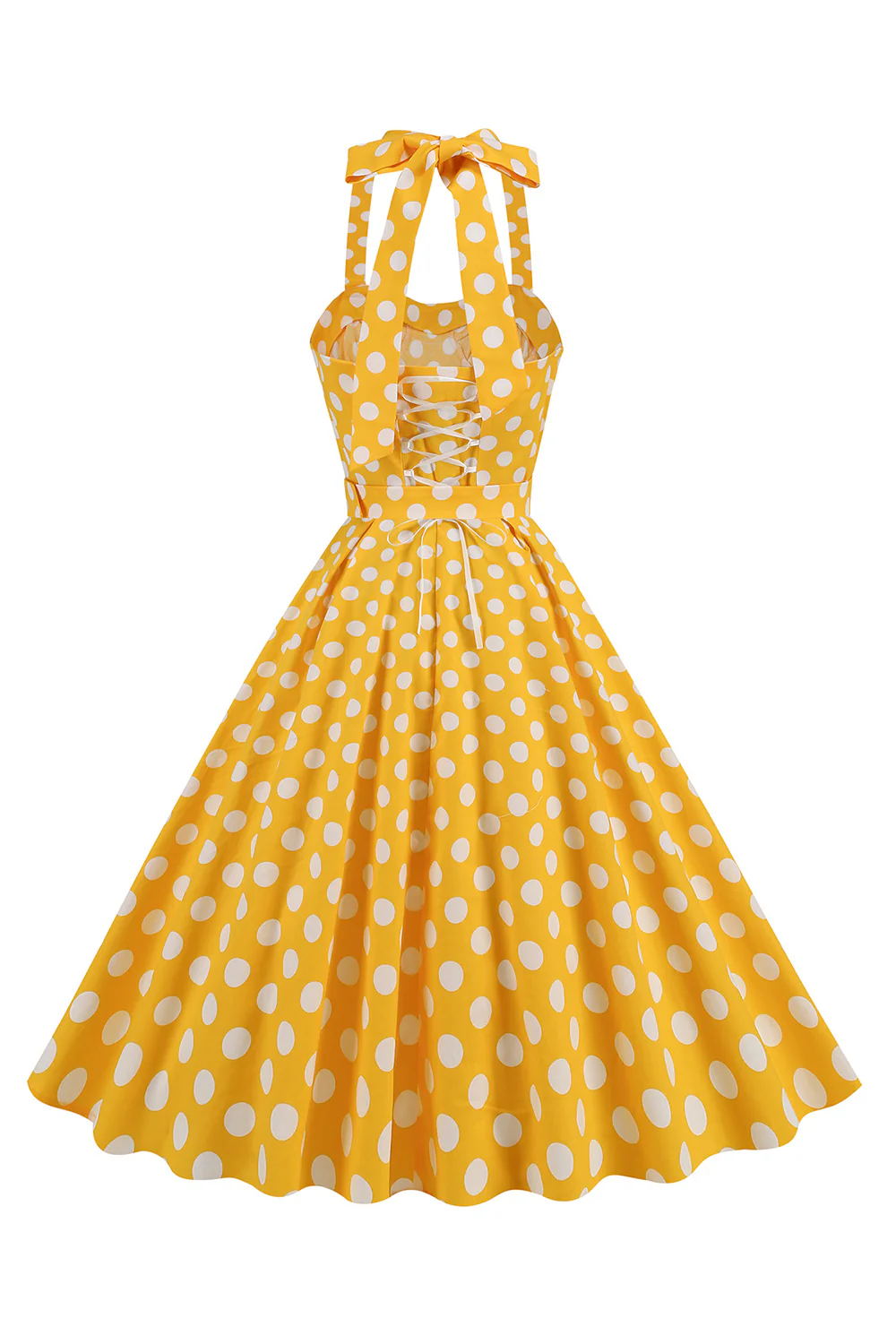 Linia Niebieskie Kropki Vintage 1950 Sukienka Z Paskiem - Image 10