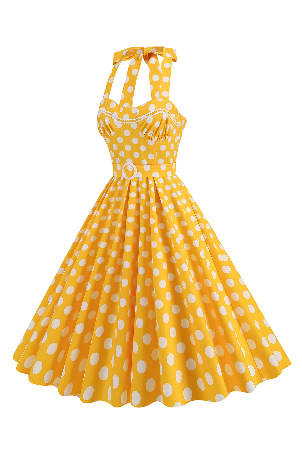 Linia Niebieskie Kropki Vintage 1950 Sukienka Z Paskiem - Image 11