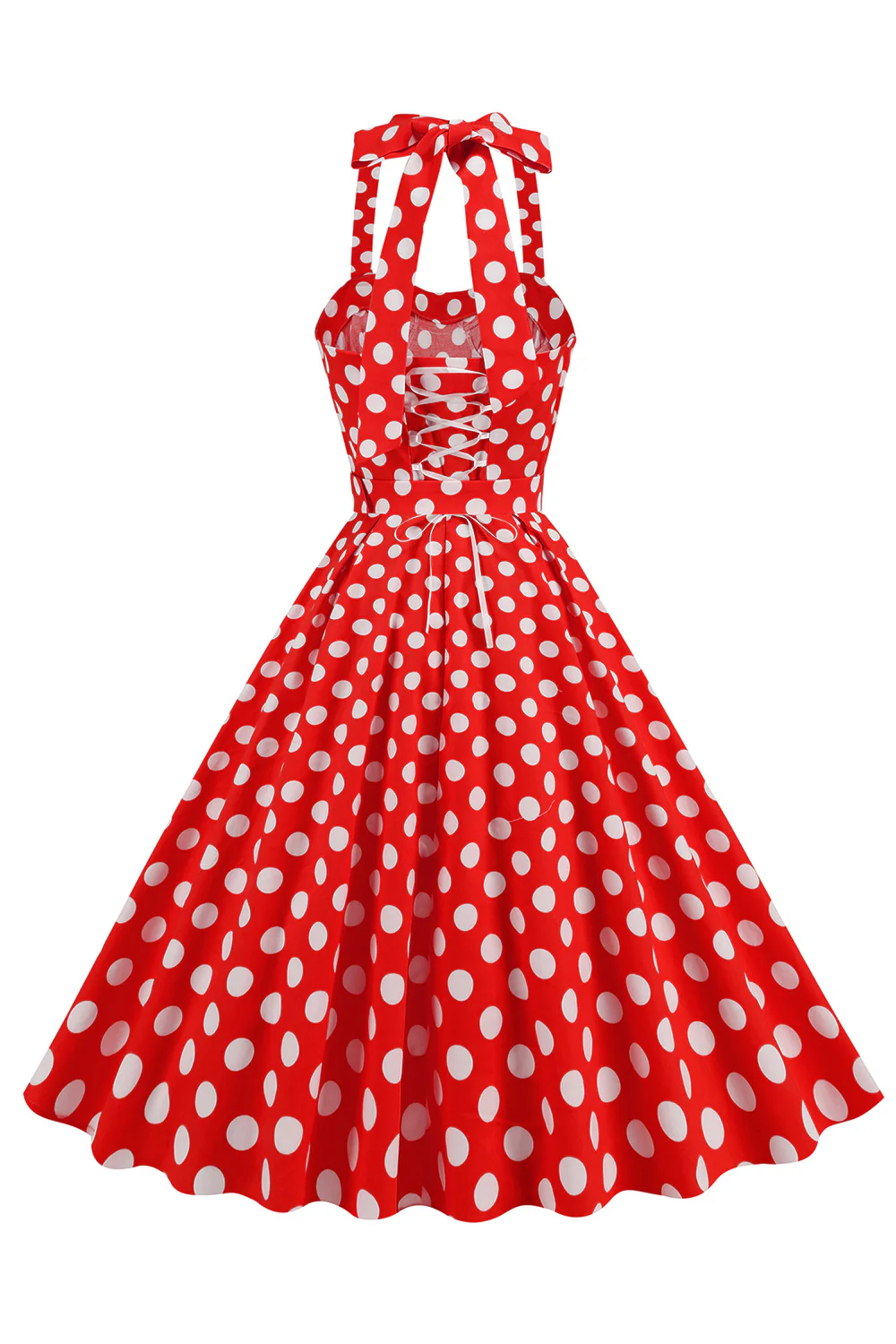 Linia Niebieskie Kropki Vintage 1950 Sukienka Z Paskiem - Image 7