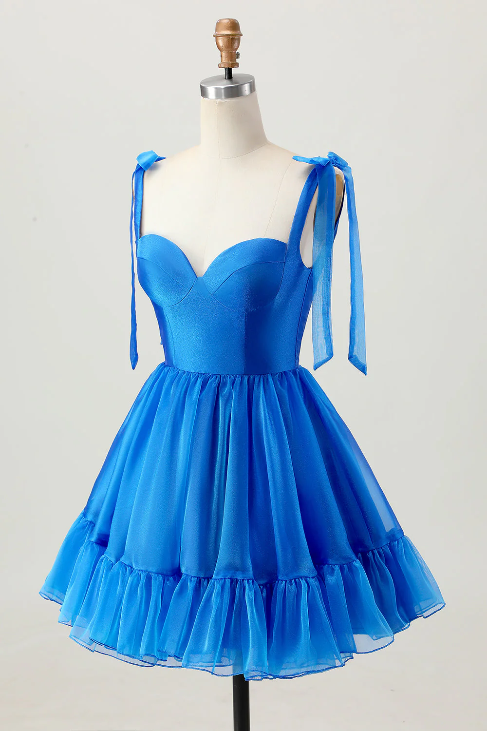 Linia Royal Blue Spaghetti Ramiączka Marszczona Sukienka Na Powrót Do Domu - Image 3