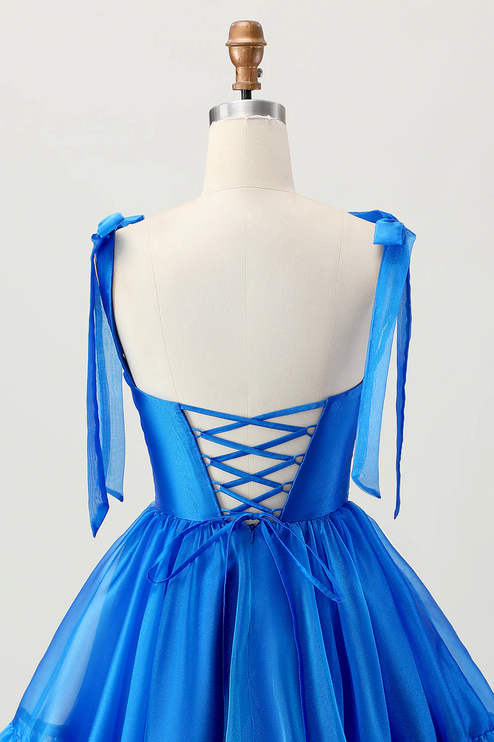 Linia Royal Blue Spaghetti Ramiączka Marszczona Sukienka Na Powrót Do Domu - Image 6