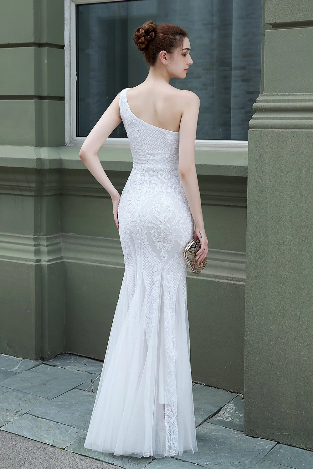 Mermaid One Shoulder Prom Sukienka z aplikacjami - Image 14