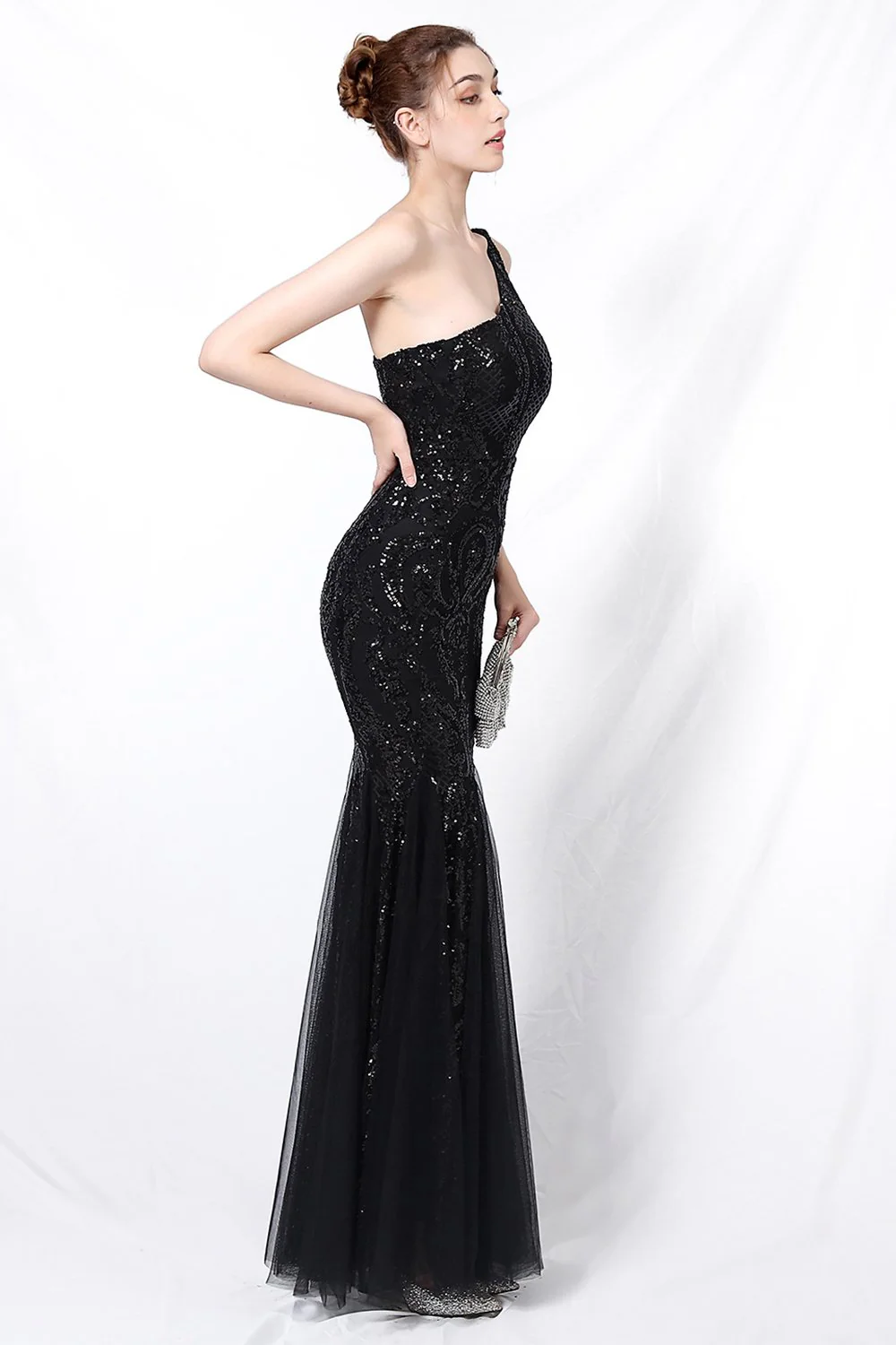 Mermaid One Shoulder Prom Sukienka z aplikacjami - Image 4