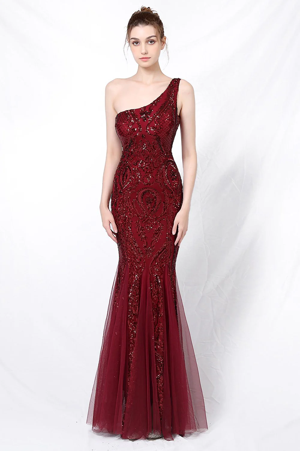 Mermaid One Shoulder Prom Sukienka z aplikacjami - Image 5