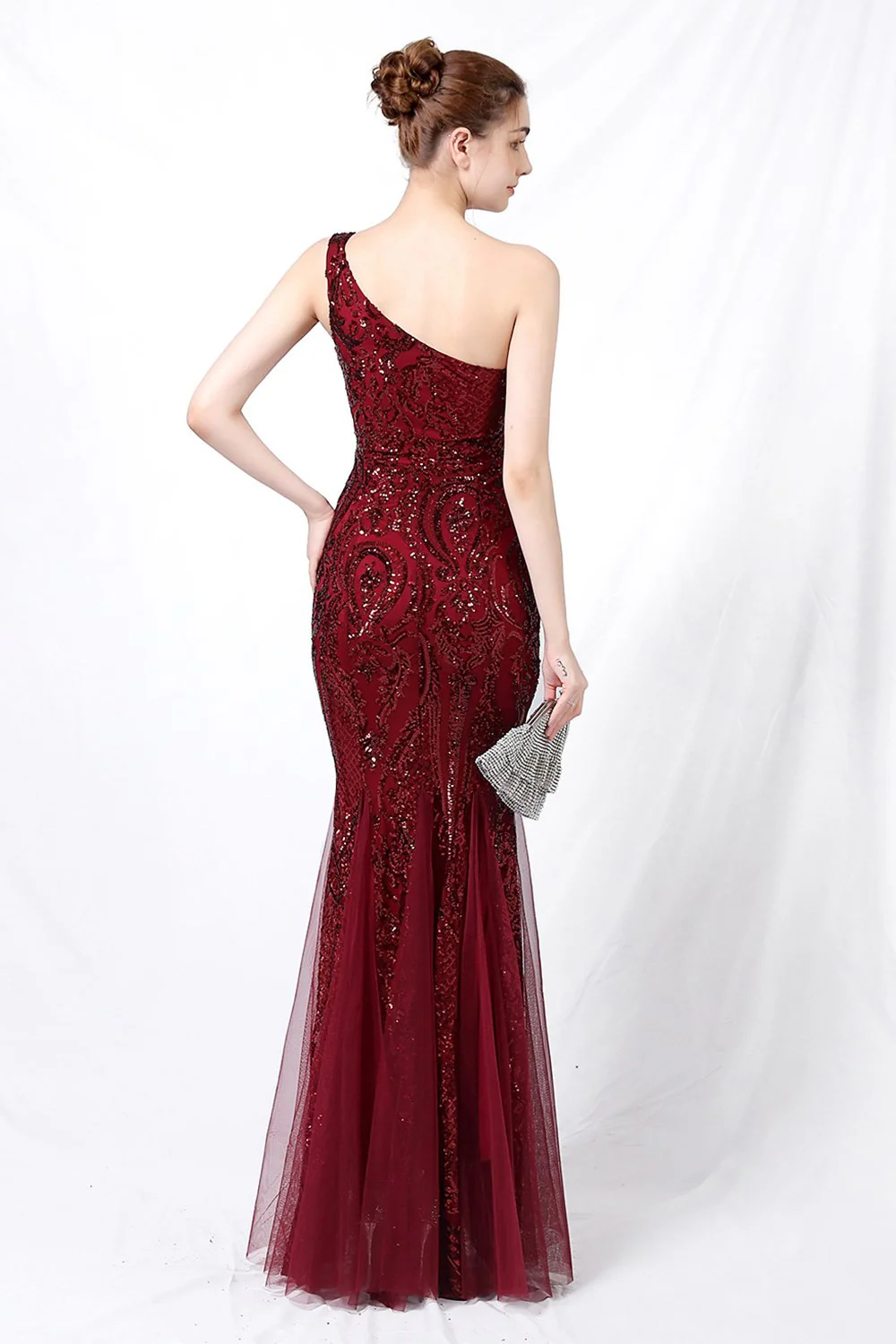Mermaid One Shoulder Prom Sukienka z aplikacjami - Image 6