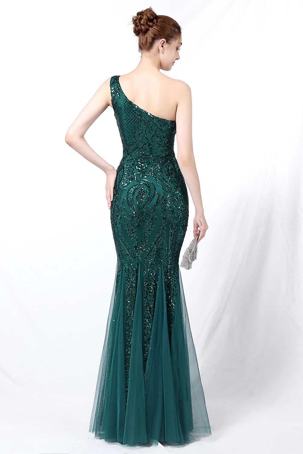 Mermaid One Shoulder Prom Sukienka z aplikacjami - Image 9