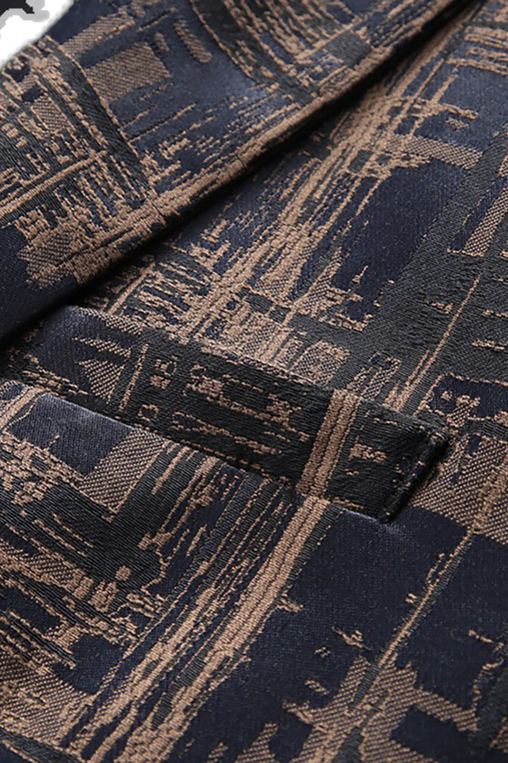 Męska marynarka z klapami Dark Coffee Slim Fit z karbowanymi klapami - Image 3