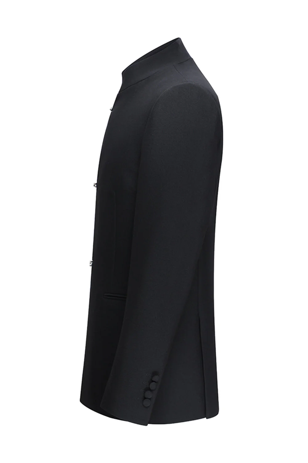 męski 2-częściowy garnitur z kołnierzem mandarynkowym slim fit - Image 4