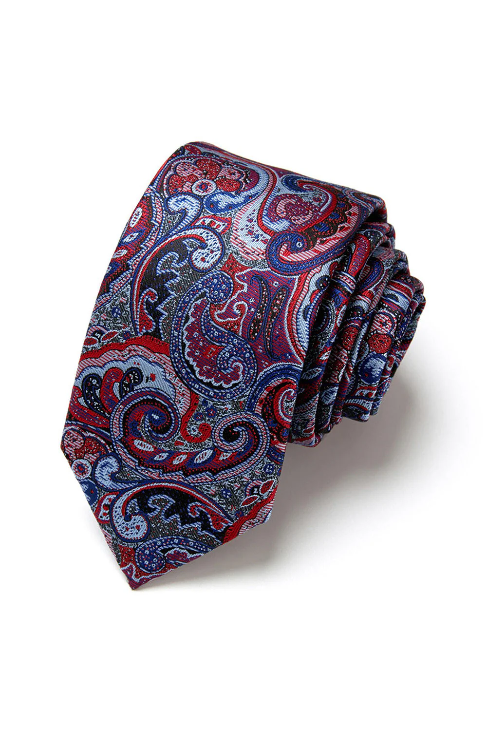 Męski formalny granatowy krawat mikro-wzorowy - Image 29