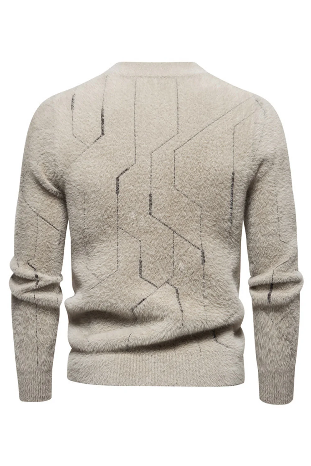 Męski sweter z dzianiny slim fit w kolorze khaki - Image 2