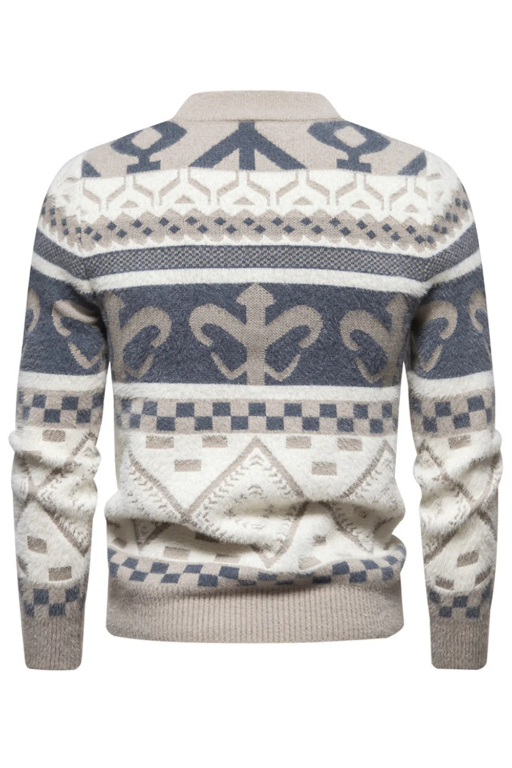 Męski sweter z dzianiny w kolorze khaki o dopasowanym kroju - Image 2